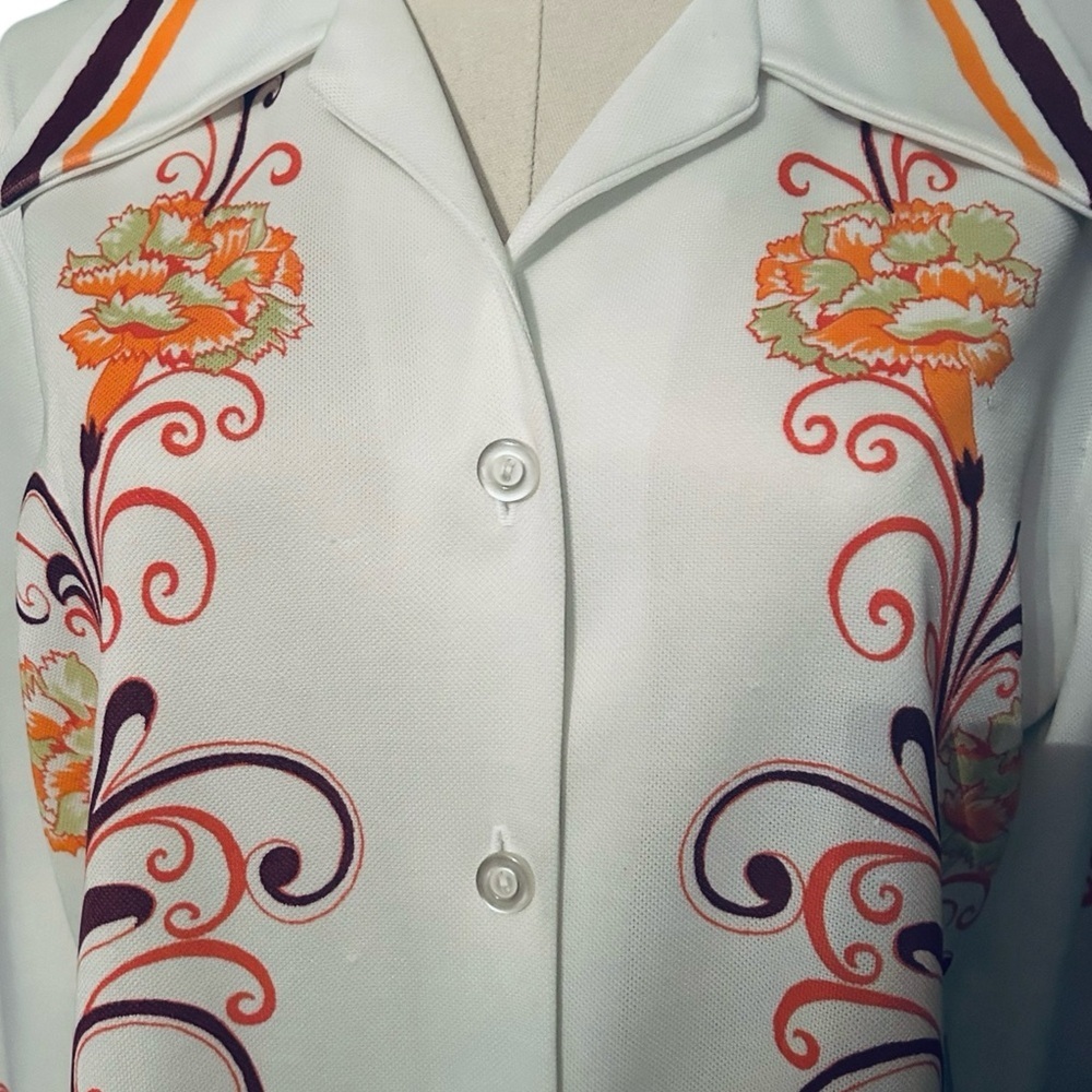 1960s Print Masters California Blouse Mod Button-Front Shirt Retro Psychedelic - Picture 7 of 9